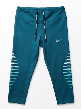 Nike Teal Capri Leggings with Mint Stripe Accents